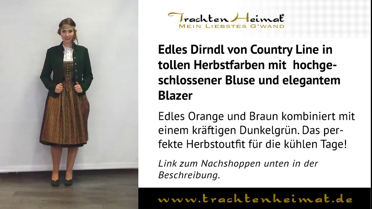 Look 0031 - Edles Dirndl in tollen Herbstfarben mit hochgeschlossener Bluse und elegantem Blazer