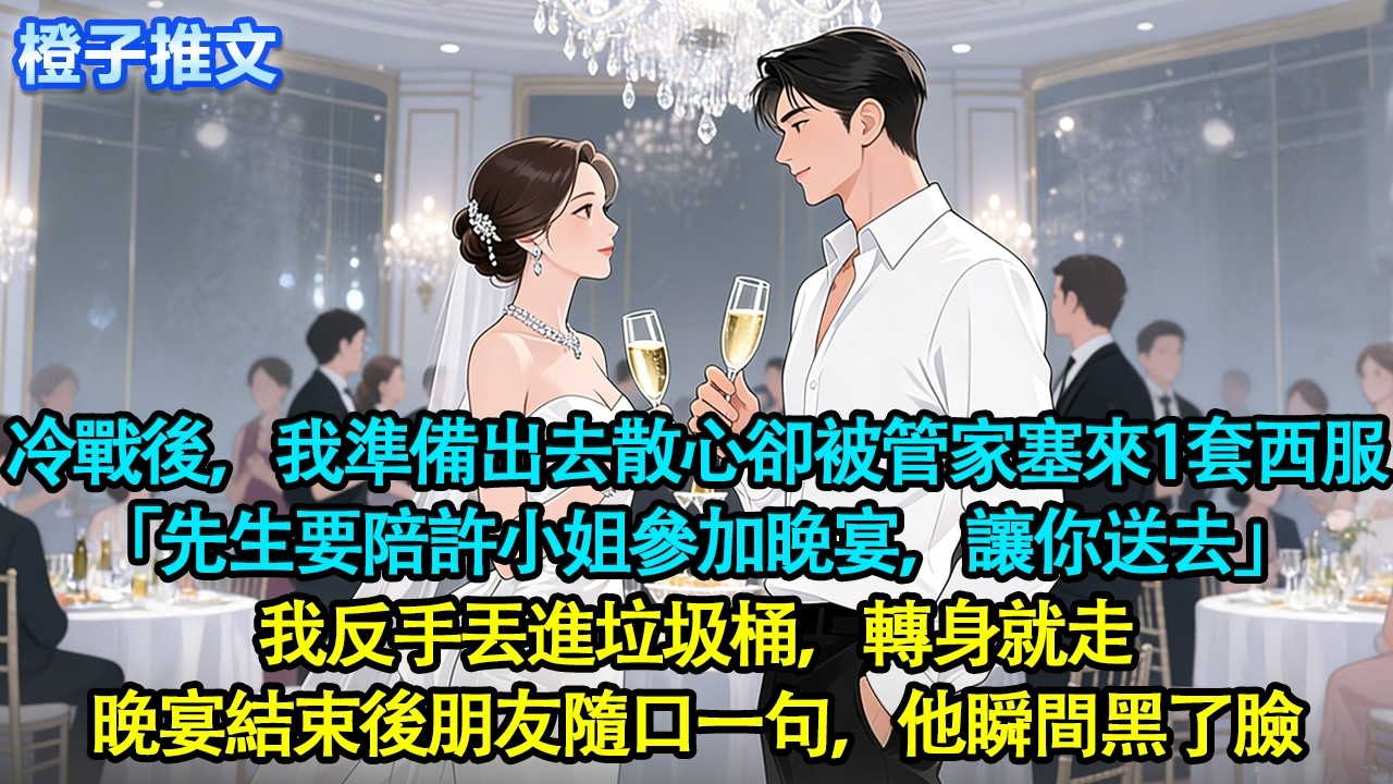 冷戰後我收拾行李準備出去散心，卻被管家塞來一套高定西服「先生要陪許小姐參加晚宴，讓你送去」我反手丟進垃圾桶，轉身就走。晚宴結束後朋友隨口一句，他瞬間黑了臉#追妻火葬場 #情感#一口氣看完 #故事