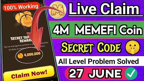 ( Level 1-11 ) Memefi Secret Tap Combo Reward | Memefi 4,000,000 Coins Code | #memefi #secret #Code