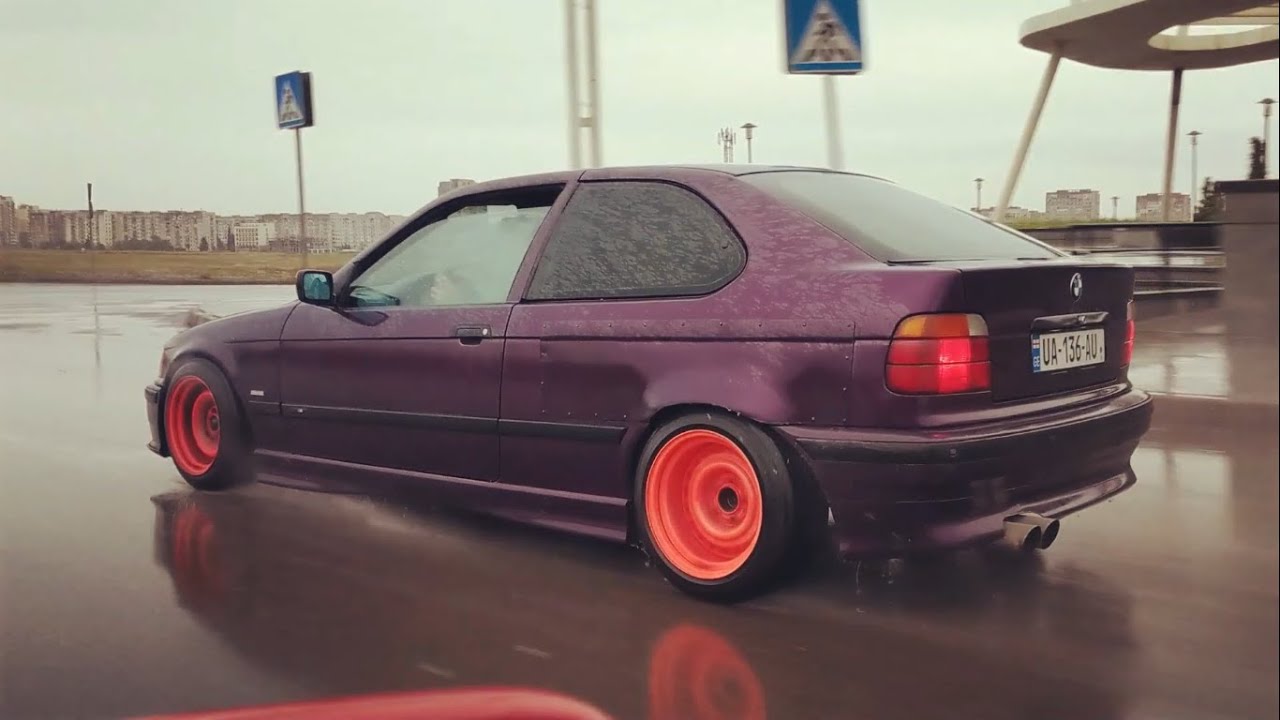 Purple BMW E36 Compact Ride In Rain Tbilisi, Hualing