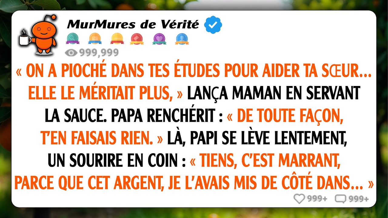 Mes parents ont dépensé mon fonds d'études de 180 000 $ pour ma sœur – mon grand-père les a dénoncés