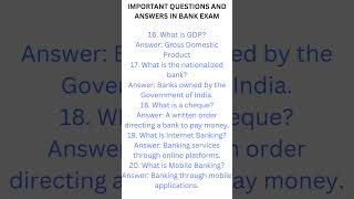 BANK EXAM QUESTIONS AND ANSWERs