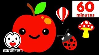 Baby Sensory - 60 Minutes High Contrast Color Animation #4 - Apples & more