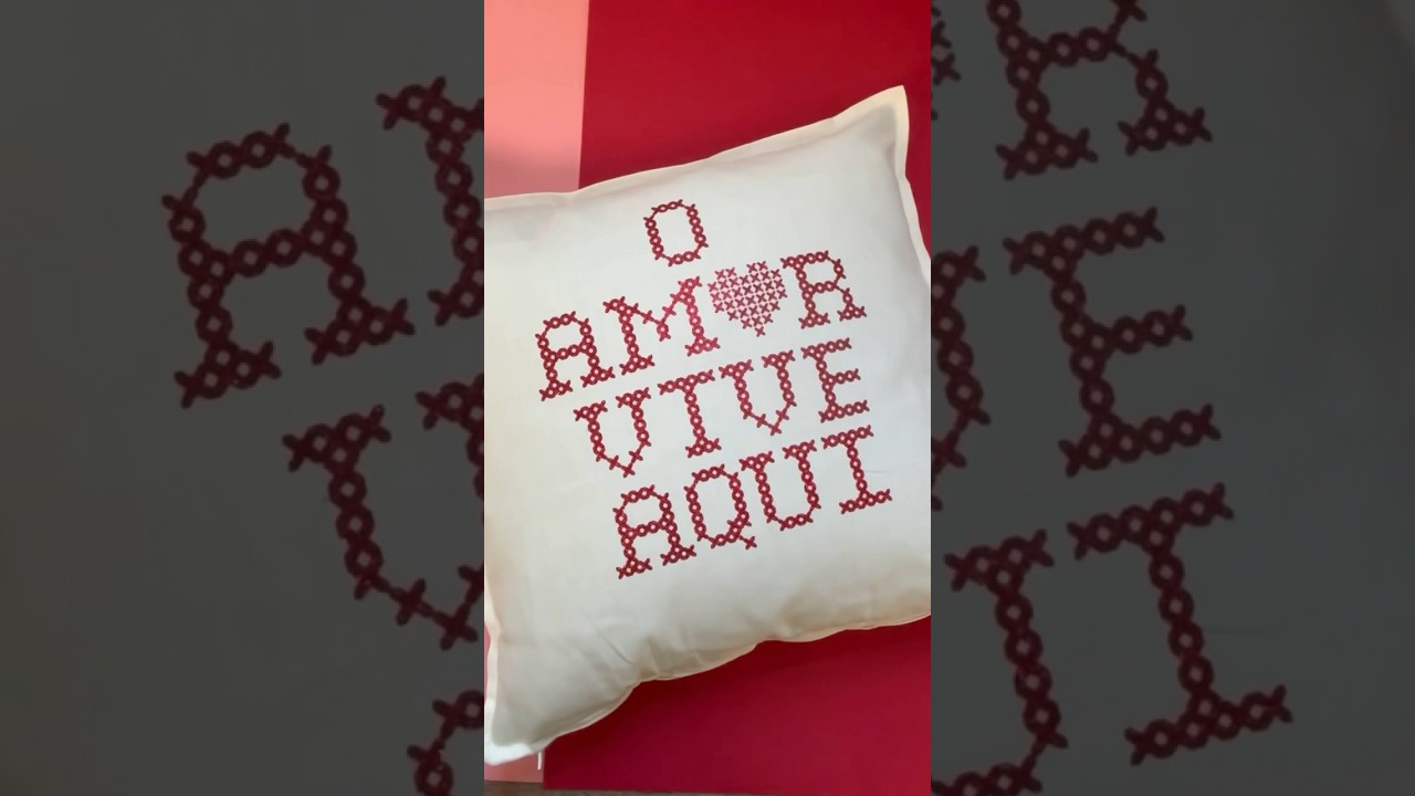 Faux cross stitch Ikea cushion cover with Cricut iron on vinyl ❤️ 