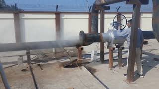 Flushing/Cleaning of piping work at CGS station after Hydrotest  by applying air pressure.  #CGS