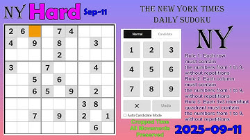The New York Times Daily Sudoku 2025-09-11 Hard