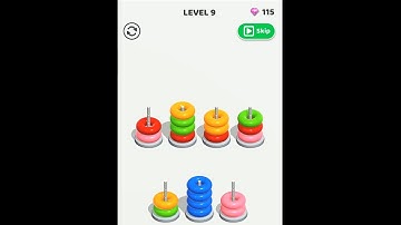 Color Hoop Stack Sort Puzzle  - Level 8 and 9