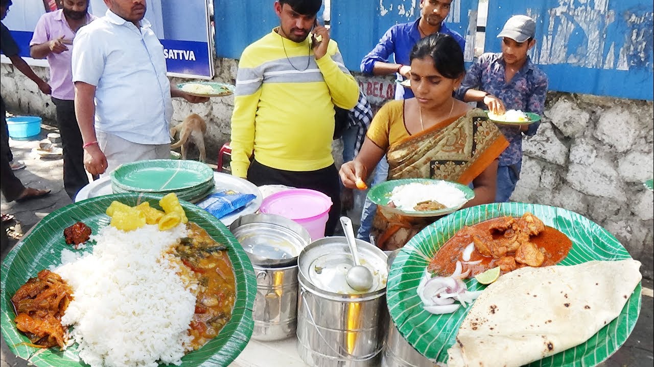Delicious Roadside Meals Hyderabad | Non Veg Meals @ 60 rs / Veg Meals @ 50 rs | HyderabadStreetFood | Street Food Catalog