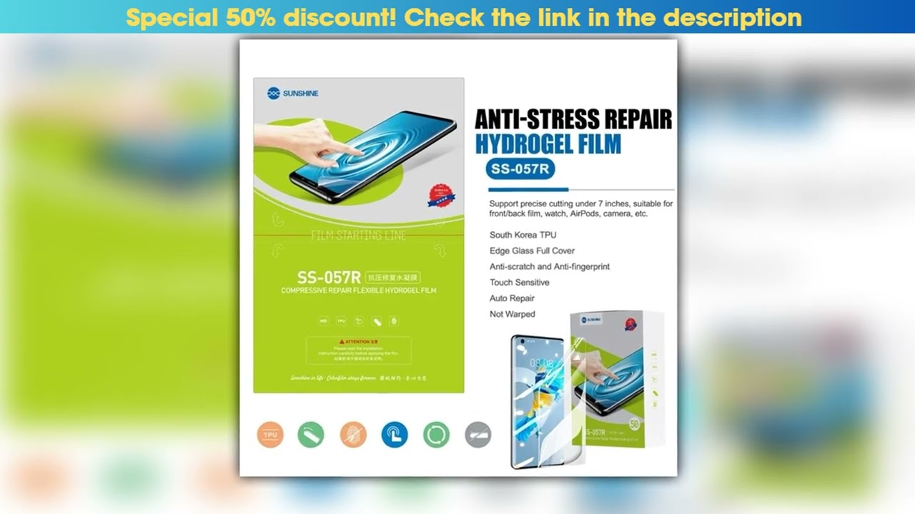 SUNSHINE SS057 SS057EK SS057RK Hydrogel Film Mobile Phone Screen Protective Film With Cuts QR Code