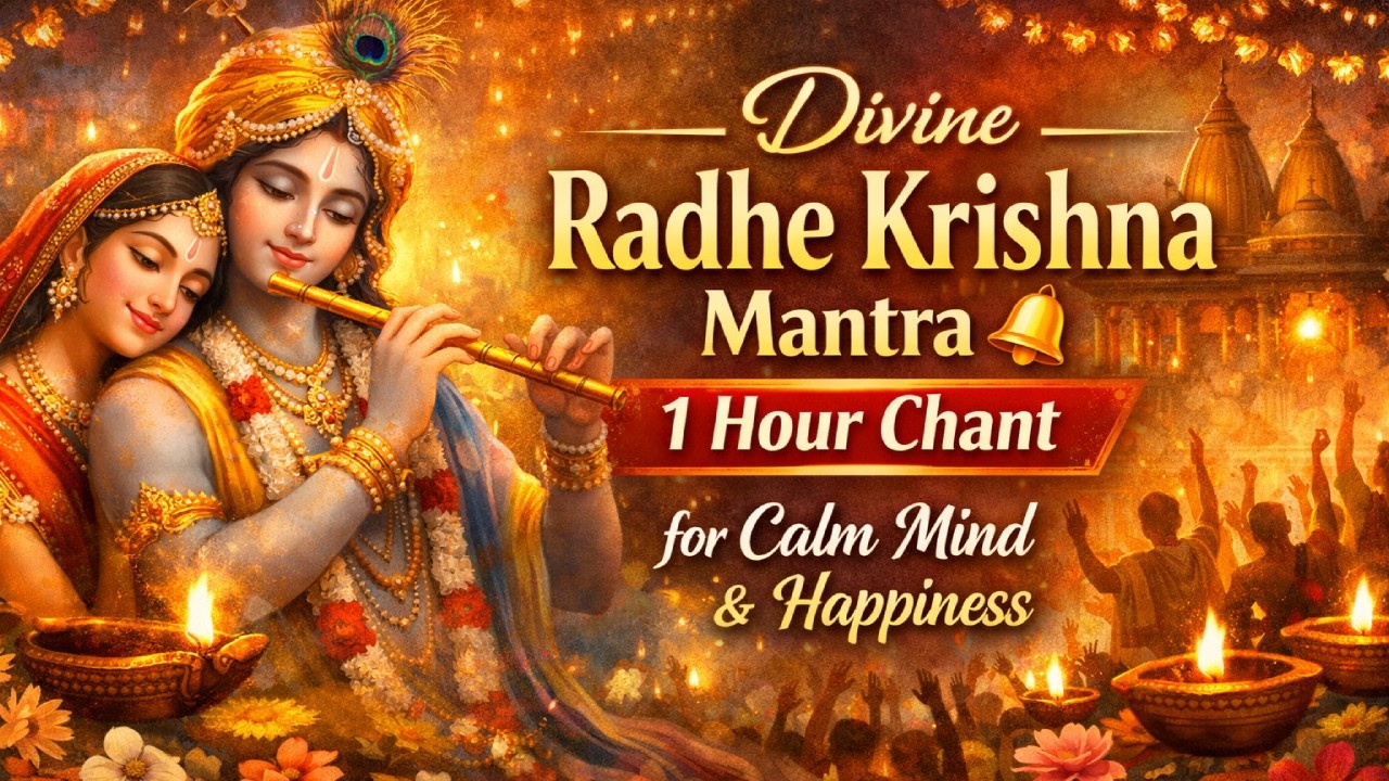 Divine Radhe Krishna Mantra 🔔 1 Hour Chant for Calm Mind & Happiness #radhekrishna #harekrishna