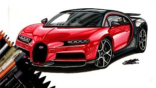 Realistic Car Drawing - Bugatti Chiron - Time Lapse - Drawing Ideas