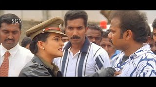 Lady Police Teaches Lesson To Public | Bhagath Kannada Movie Best Scene | Thriller Manju, Swapna