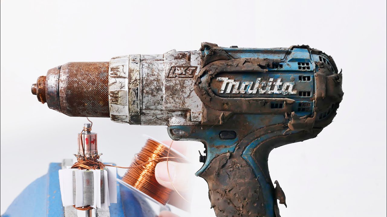 Revive the Makita 454 electric drill rewind the motor and repair multiple faults