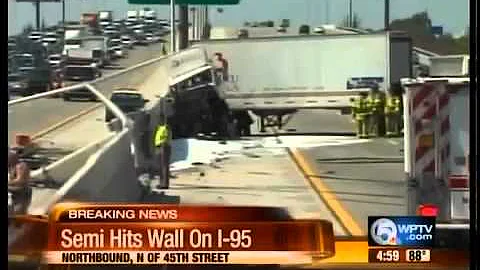 Semi crash, lanes blocked on I-95