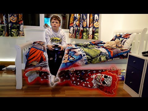 creepy-clown-under-the-bed-prank-on-little-brother!