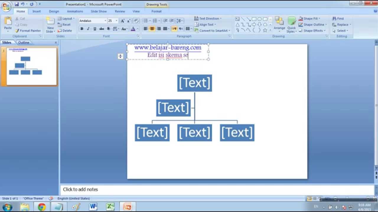 Cara membuat skema di Microsoft PowerPoint 2007 - YouTube