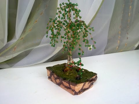 Берёзка из бисера- мастер класс. ( Birch bead - master class. )
