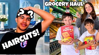 New Haircuts! | Large Family Grocery Haul