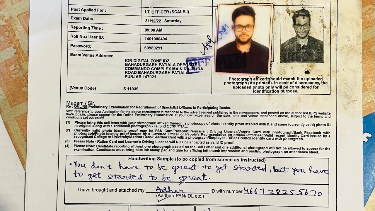 Handwriting Sample on Admit Card का doubt. Kaha Se Aur Kaise Likhe.. Sbi Po and Clerk