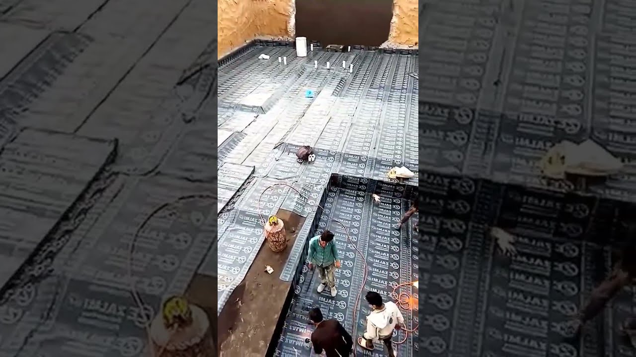 membrane sheet applying on basement bed. #waterproofing #waterproofingmaterials #waterproof