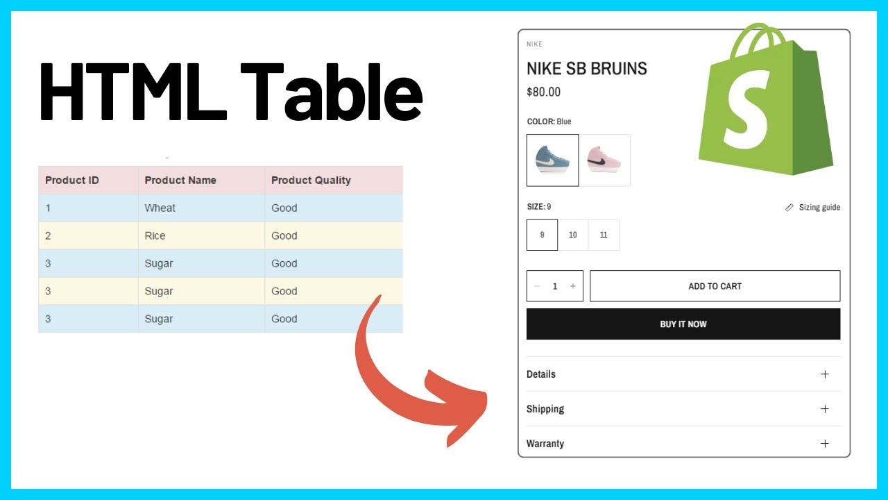 How to Display HTML Tables in Shopify Product Pages (Easy Tutorial)