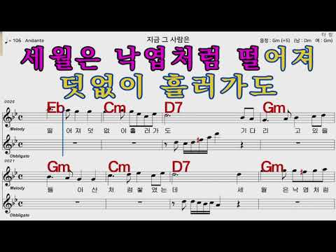 지금그사람은  남 진     가수처럼 엠알로  악보  노래 하기   여자  Gm