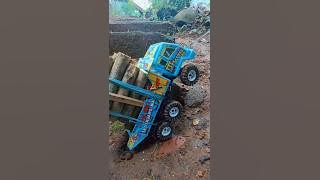 wood-laden truck jumps upside down #shorts