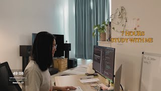 7-hour  Study With Me Live | pomodoro timer | Deep Study/Work | Silent Study Sessions 🌧