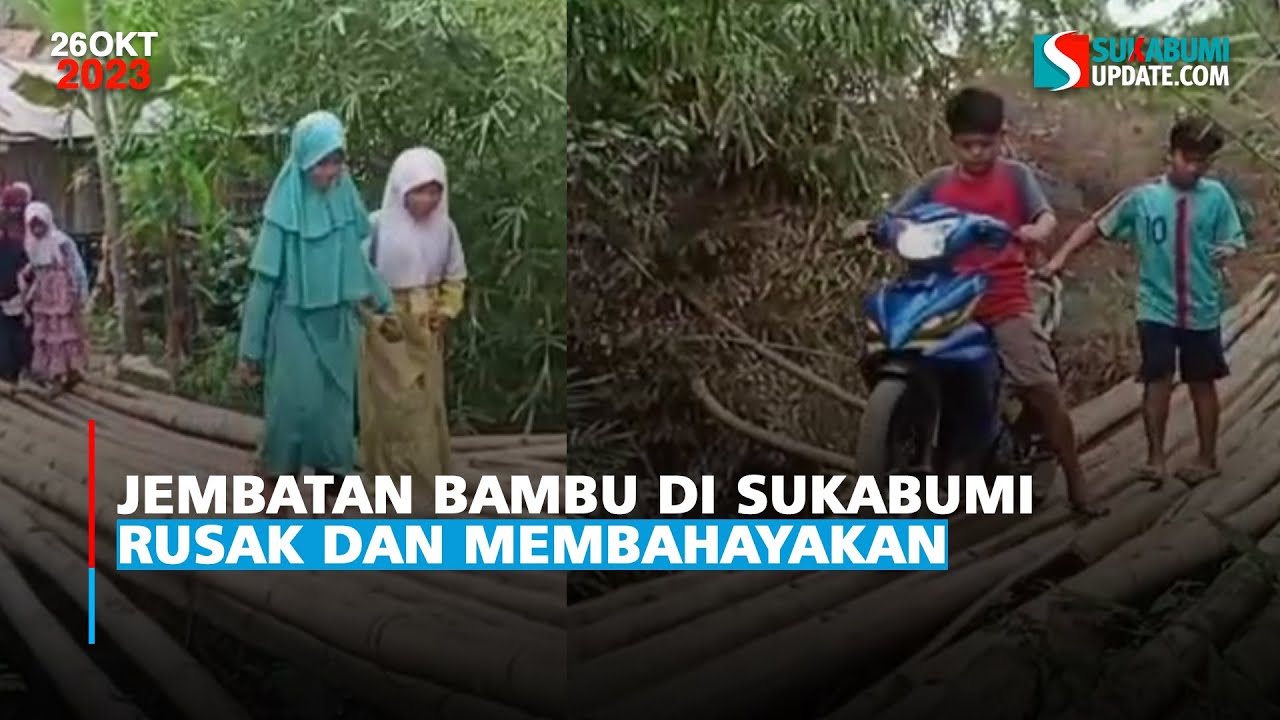 Jembatan Bambu Di Sukabumi Rusak dan Membahayakan