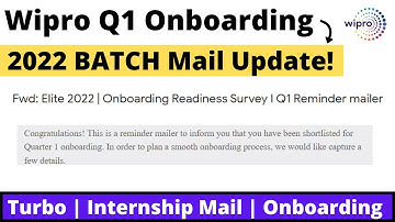 Wipro Q1 Quarter 1 Onboarding Mail Update | Big Update | Elite NTH 2022 BATCH | Wipro Joining