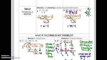 VIDEO NOTES - Dividing Polynomials