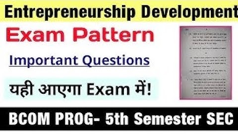 Entrepreneurship Development Exam Pattern Bcom Prog 5th Semester DU SOL Entrepreneurship Development