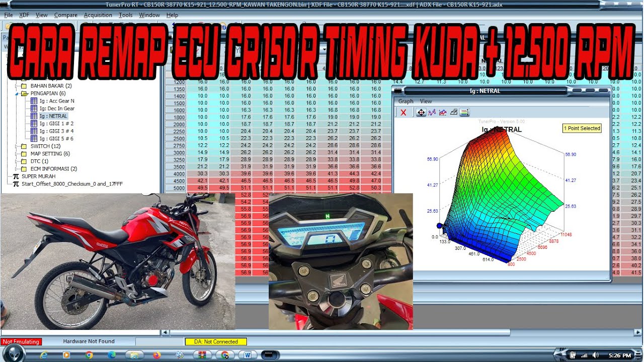 CARA REMAP ECU CB 150R TIMING KUDA + 12 500 RPM