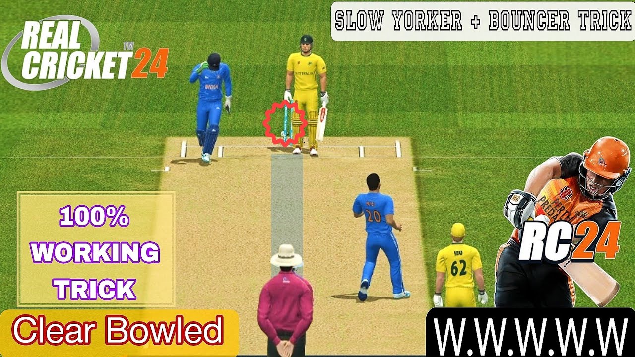 Slow Bouncer & Yorker Ball Wicket Taking Trick 💯 | Real Cricket 24 ...