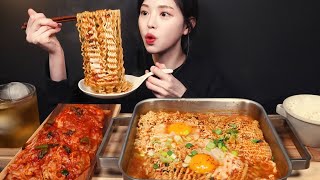 SUB)꼬들꼬들 라면 먹방!🍜 파송송계란탁엔 안성탕면이 안성맞춤🍳 김장김치에 라밥까지 리얼사운드 Ramyeon Mukbang Asmr