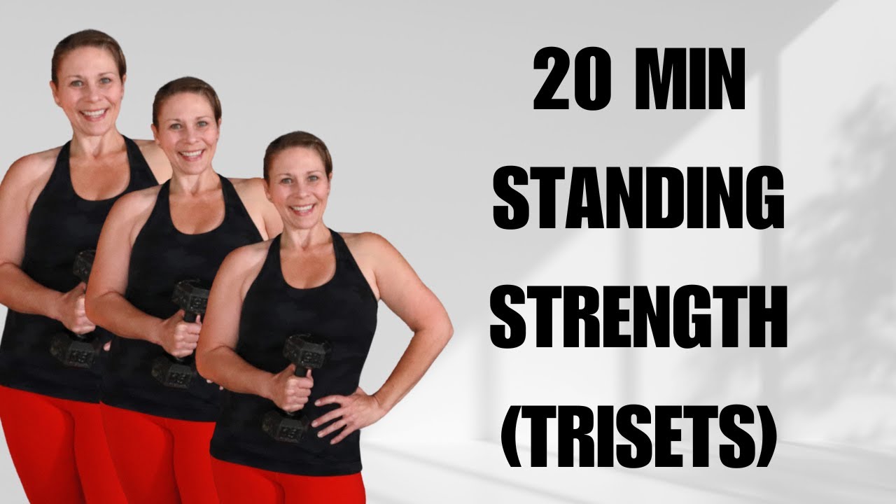 20 Min STANDING FULL BODY DUMBBELL at HOME WORKOUT | Trisets - YouTube
