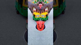 auto rickshaw 🛺 pushing red orange blue and yellow car in pit-🤯 #automobile #jcbjcb #jcb #viral