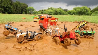 Big Truck Heavy Loaded Vehicle Stuck in Mud Pulling Out Mini Eicher, Mahindra, ALT Tractor | Cs Toy