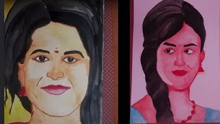 Watercolouring 2 Actress Nazriya And Hka Tutorial Tamil Thank You...