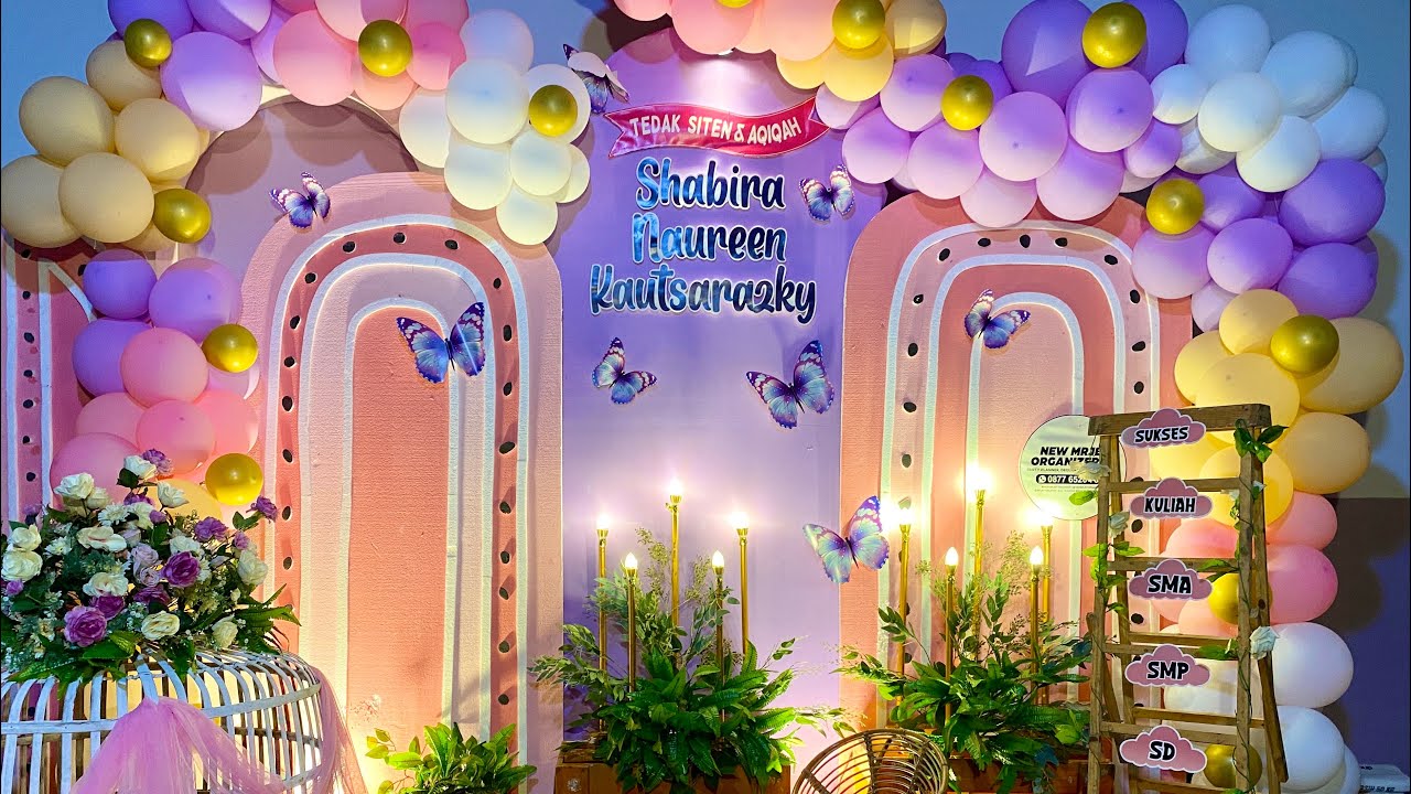 DIY DEKORASI TEDAK SITEN FULL BALON TEMA PINK KUPU TERBARU 2023 YouTube