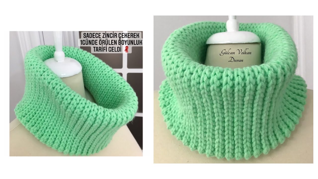 ❣️Sadece Zincir Çekerek 1 Günde Örülen Boyunluk Yapımı 🧶- Tığ İşi Kolay Boyunluk Tarifi