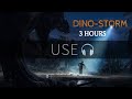 3 HOURS in a DINOSAUR Rain Storm | Heavy Rain, thunder, and DINOSAURS | for Relaxing & Sleeping