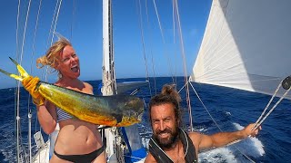 Catching Giant Mahi Mahi from Our Sailboat  Offshore Passage to Colombia  Episode 44
