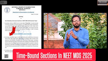 Important Update | Time-bound Sections | NEET MDS 2025