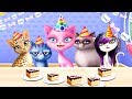 Cat hair salon birt.ay party  kitty dress up haircut care make up balloons and birt.ay cake