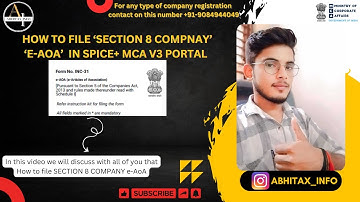 How to file ‘SECTION 8 COMPANY ‘e-AOA’  in MCA V3 Portal 2024 | FILE articles of association (AOA)