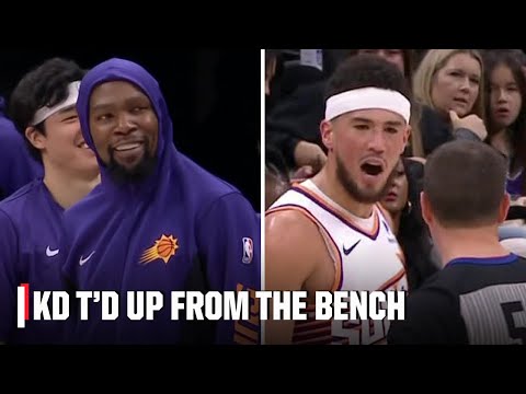 Kevin Durant given a tech FROM THE BENCH, Devin Booker also T'd up | NBA on ESPN