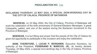 Good News! Malacañan declares May 20, 21, 22,.23, 2024 Special Non-working Day at some places