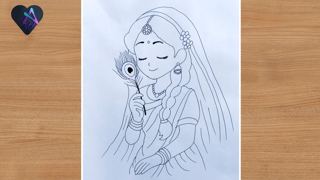 How to draw Radha Rani | Radha Rani drawing easy step by step 2026 ...