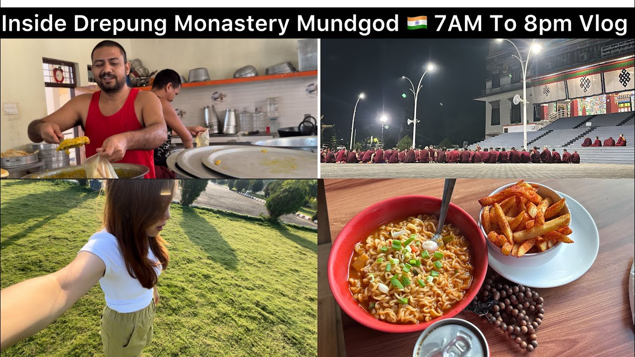 Внутри монастыря Дрепунг Мундгод 🇮🇳 в 7 утра: видеоблог «Утренняя рутина»